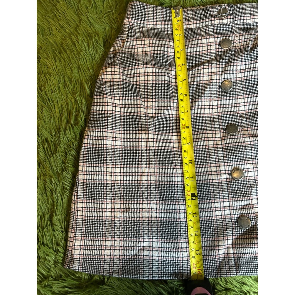 Hollister Skirt Women S Pink Black Ultra High-Rise Plaid Mini Button-Front Y2K - Picture 5 of 8